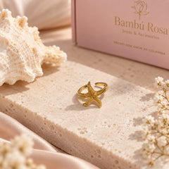 Anillo Maxi Estrella de Mar Dorado Mar y Arena - Bambú Rosa Joyas y Accesorios 