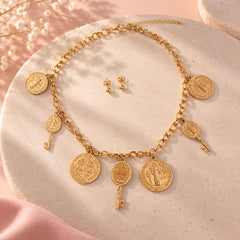Set Topo Balin Y Collar dijes San Benito Dorado Creer