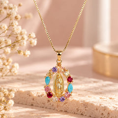 Collar Cadena Dije Virgen de Guadalupe Circones Dorado Creer