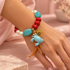 Pulsera Dijes Surtidos Con Piedras Naturales Dorada Creer