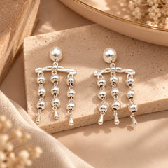 Aretes Articulados esferas Conexión Plateado - Bambú Rosa Joyas y Accesorios 