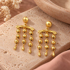 Aretes Articulados esferas Conexión Dorado - Bambú Rosa Joyas y Accesorios 