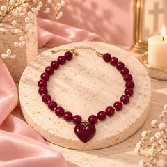 Collar Abaco Con dije Corazón Vino Tinto Creer