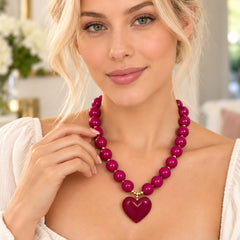 Collar Abaco Con dije Corazón Vino Tinto Creer
