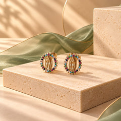 Arete Topo Dorado Virgen De Guadalupe Circones Esplendor