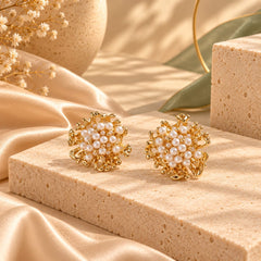 Arete Dorado Maxi Topo Perlas Arrecife Esplendor