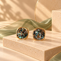 Arete Dorado Maxi Topo Piedras en Cuadrado Esplendor