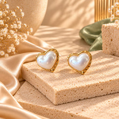 Arete Dorado Maxi Topo Corazón Perla Esplendor