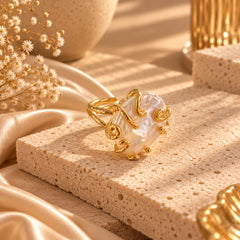 Anillo Ramada Dorado Perla Redonda Esplendor