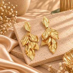 Aretes Dorados Hoja Verano Esplendor