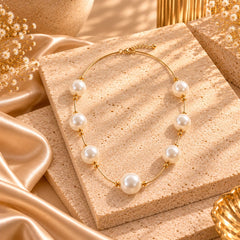 Collar Cadena Dorada Con Perlas Esplendor