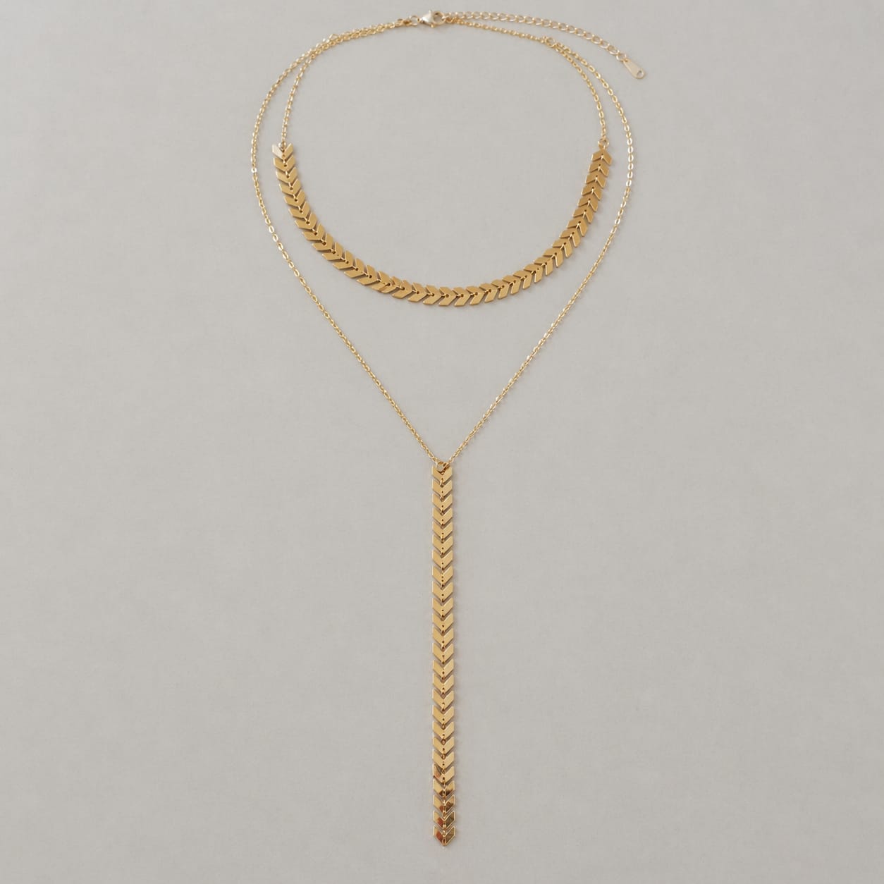 Collar Corbatín Espiga Doble Dorado Florecer - Bambú Rosa Joyas y Accesorios 