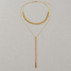Collar Corbatín Espiga Doble Dorado Florecer - Bambú Rosa Joyas y Accesorios 
