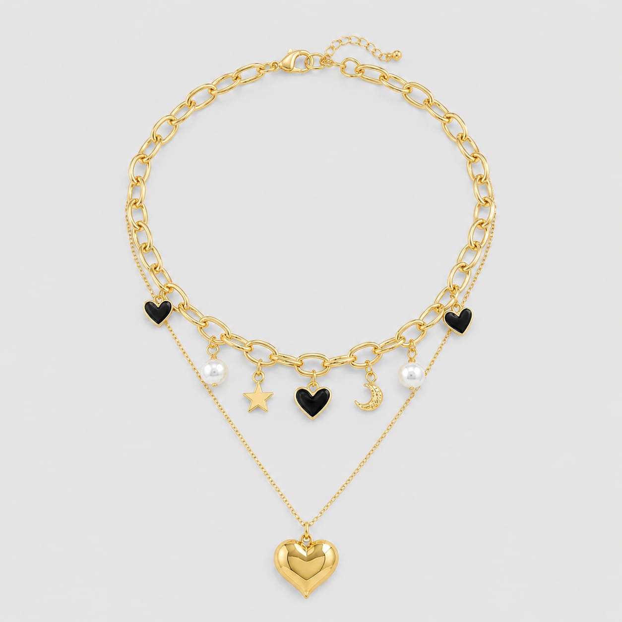 Collar Triple Dijes surtidos Cadenas Dorado - Bambú Rosa Joyas y Accesorios 