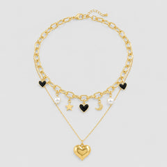Collar Triple Dijes surtidos Cadenas Dorado - Bambú Rosa Joyas y Accesorios 