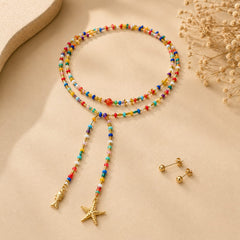 Set Collar Corbatin y Topo Balin Cristales Multicolor Aura