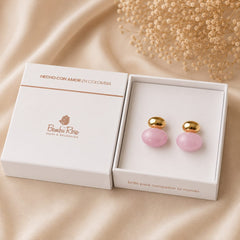 Aretes Maxi Topos Piedra Palo de Rosa Aura