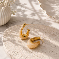 Aretes Maxi Candongas Cuarzo Blanco Aura