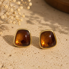 Aretes Maxi Topos Cuadro Piedra Café Aura