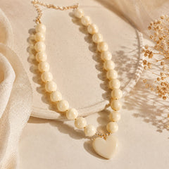 Maxi Collar Piedras Corazón Aura - Bambú Rosa Joyas y Accesorios 