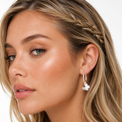 Aretes Candongas Redondas Mariposas Plateadas - Bambú Rosa Joyas y Accesorios 
