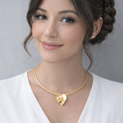 Collar Maxi Aro Dije Flor Perla Anturio Dorado - Bambú Rosa Joyas y Accesorios 