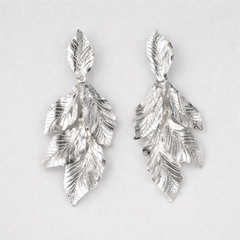 Aretes Plateados Hoja Verano - Bambú Rosa Joyas y Accesorios 