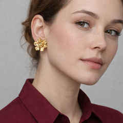 Aretes Maxi Topos Flores Esencial Dorados - Bambú Rosa Joyas y Accesorios 