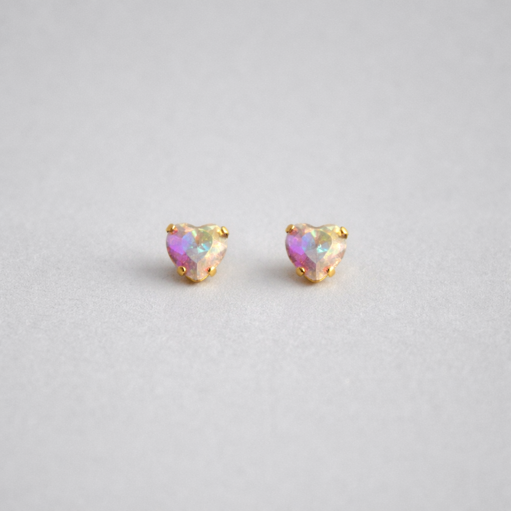 Aretes Topos Cristal Corazón Boreal - Bambú Rosa Joyas y Accesorios 