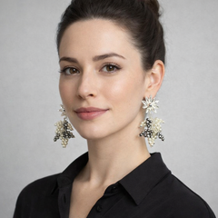 Aretes Girasol Tejido Madres Plateado - Bambú Rosa Joyas y Accesorios 
