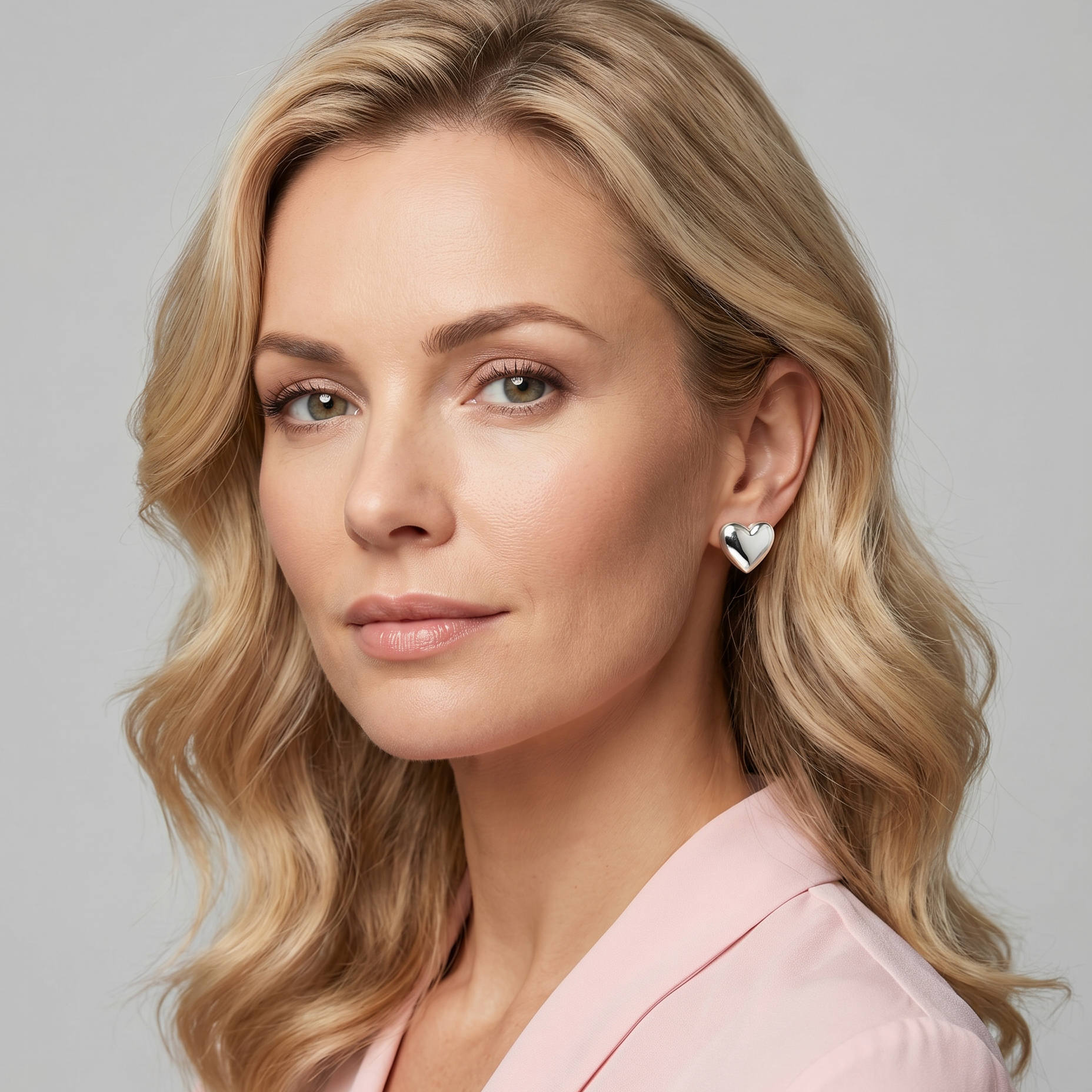 Aretes Topos Corazón Plateado - Bambú Rosa Joyas y Accesorios 