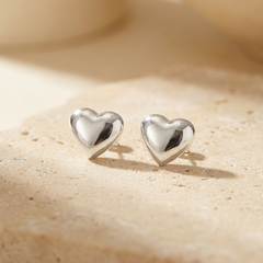 Aretes Topos Corazón Plateado - Bambú Rosa Joyas y Accesorios 