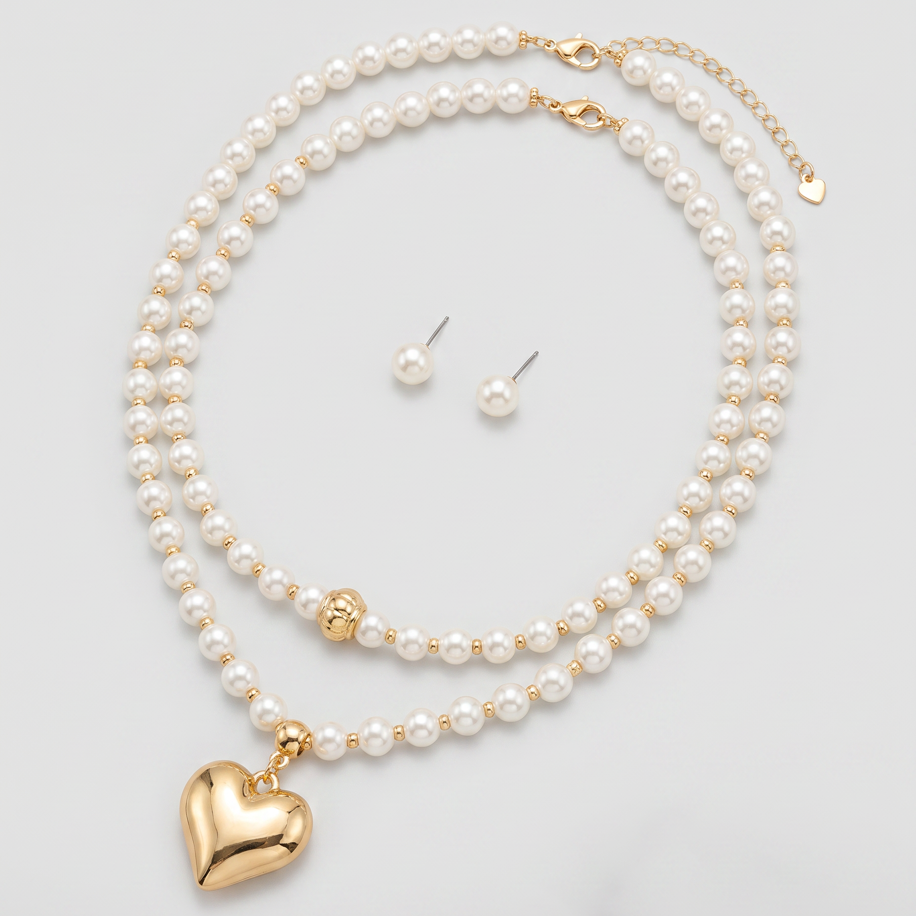 Set Collar Y Topo Perla corazón Amore - Bambú Rosa Joyas y Accesorios 