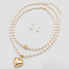 Set Collar Y Topo Perla corazón Amore - Bambú Rosa Joyas y Accesorios 