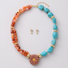 Set Collar Y Topo Balin Dije Margarita Piedras Naturales Amore