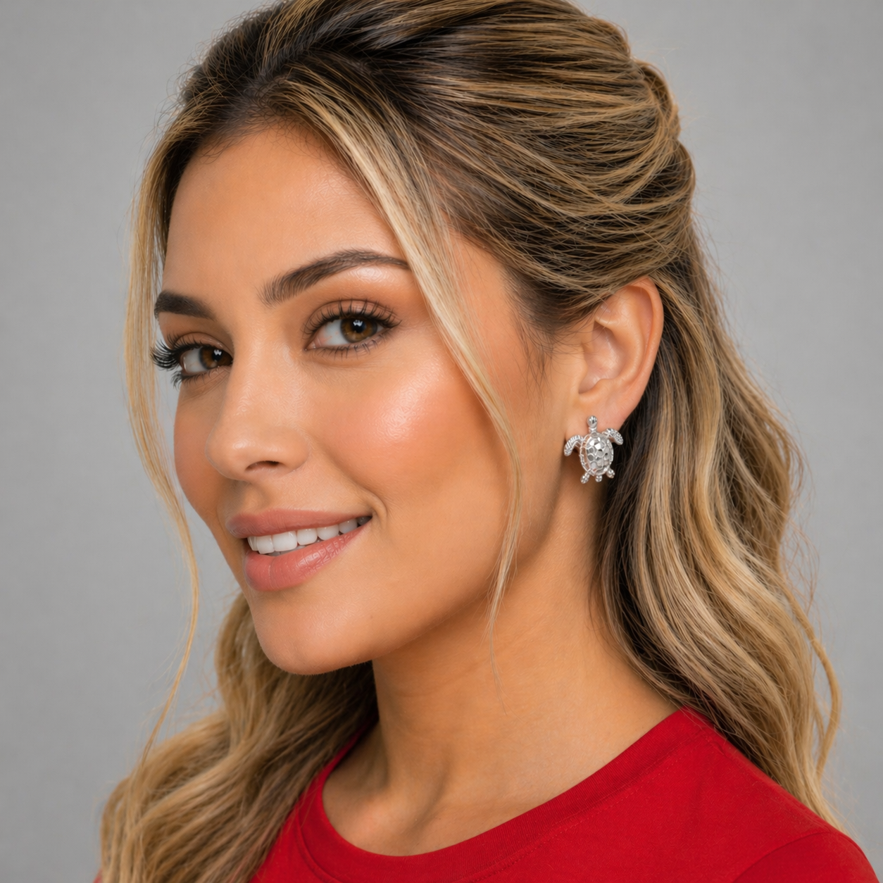 Aretes Topos Tortugas Plateadas - Bambú Rosa Joyas y Accesorios 