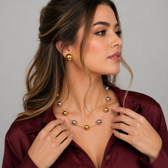 Collar Balines Dorado-Plateado - Bambú Rosa Joyas y Accesorios 