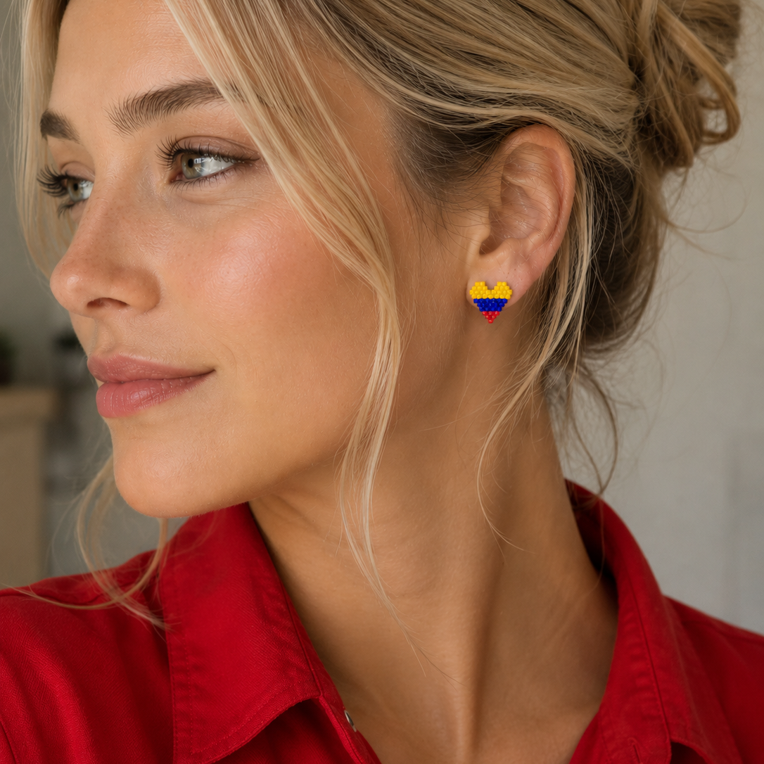 Aretes Topos Corazón Miyuki Colombia