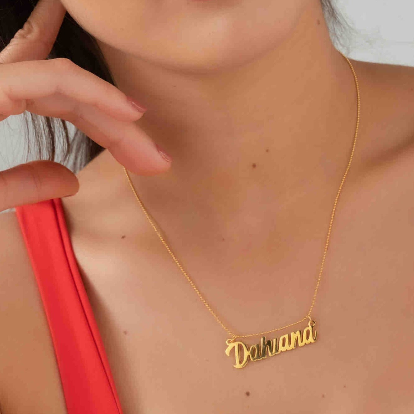 Collar Dorado Personalizado Nombre - Bambú Rosa Joyas y Accesorios 
