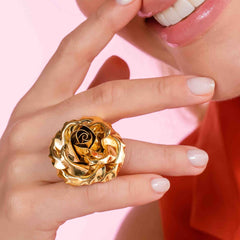 Anillo Rosa Dorado - Bambú Rosa Joyas y Accesorios 