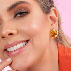 Aretes Topo Rosa Doradas - Bambú Rosa Joyas y Accesorios 