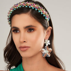 Diadema Tejida Multicolor Turquesa - Bambú Rosa Joyas y Accesorios 