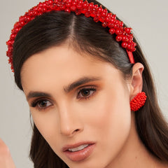 Diadema Tejida Roja - Bambú Rosa Joyas y Accesorios 