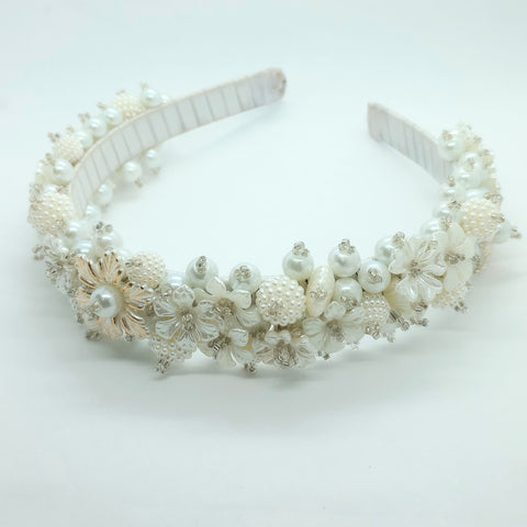 Diadema Tejida Blanca Boreal - Bambú Rosa Joyas y Accesorios 