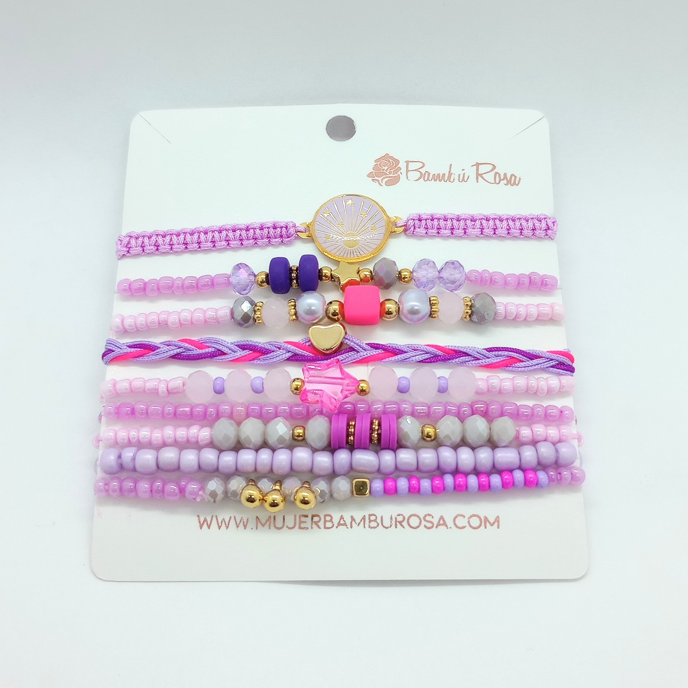 Pulsera Chaquiras Colores Pastel Botanica - Bambú Rosa Joyas y Accesorios 