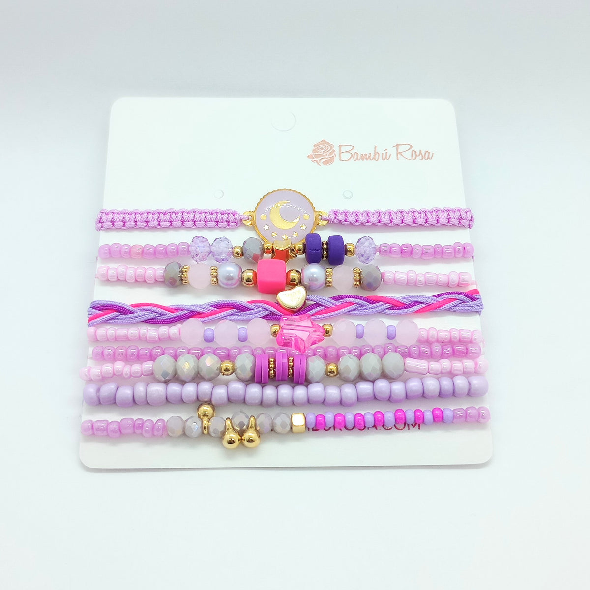 Pulsera Chaquiras Colores Pastel Botanica - Bambú Rosa Joyas y Accesorios 